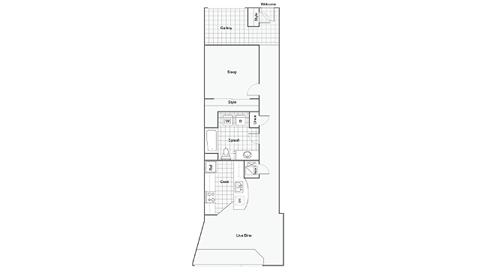 Floorplan for The Oakland - 1 bed and 1 bath  at Blue Ribbon Lofts, Milwaukee